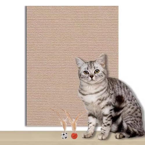 Kratzmatte Katze Selbstklebend Zuschneidbare Katzenkratzmatte für Schutz von Möbeln, selbstklebende Anti-Katzen-Kratzunterlage für Schutz der Couch und Baumpfosten für Katzenkratzer(Khaki,60x60cm/23. Kratzmatte Katze Selbstklebend Zuschneidbare Katzenkratzmatte für Schutz von Möbeln, selbstklebende Anti-Katzen-Kratzunterlage für Schutz der Couch und Baumpfosten für Katzenkratzer(Khaki,60x60cm/23. von CYHTYM