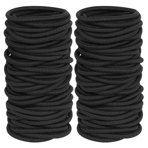 CYILPR 100 Stück Schwarze Elastische Haarbänder Ohne Metall Pferdeschwanzhalter Für Damen Herren Mädchen Und Kinder Sanft Und Praktisch von CYILPR
