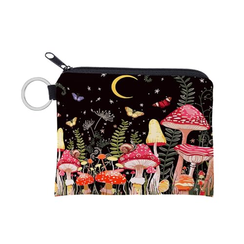 CYILPR Bunter Pilz Druck Geldbörsen Kartenhalter Und Schlüsselanhänger. Einzigartiges Und Charmantes Kleingeldfach CYILPR Bunter Pilz Druck Geldbörsen Kartenhalter Und Schlüsselanhänger. Einzigartiges Und Charmantes Kleingeldfach von CYILPR
