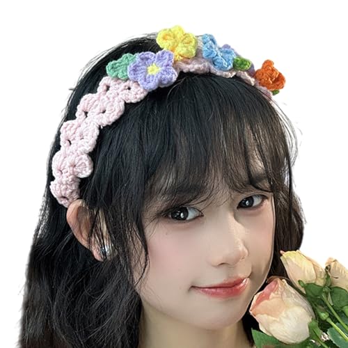 CYILPR Kopftuch, Haarschal, florales Stirnband, Kopfwickel, Cottagecore, gestrickt, gestrickt, für Erwachsene, kreativ, elegante Kopfbedeckung, rose, Einheitsgröße CYILPR Kopftuch, Haarschal, florales Stirnband, Kopfwickel, Cottagecore, gestrickt, gestrickt, für Erwachsene, kreativ, elegante Kopfbedeckung, rose, Einheitsgröße von CYILPR