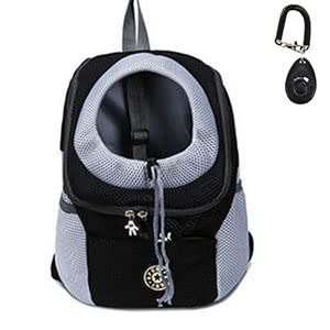 Tragetasche Hund,Hundetasche Doppelter Schulter Hundeträger Rucksack mit Pet Clicker Outdoor atmungsaktive Hundebeutel Frontnetz for Reisen for Kitty-Welpen (Color : Black, Size : L) von CYMKYQ