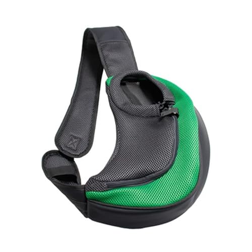 Tragetasche Hund,Hundetasche Hund Welpenträger Umhängetasche Outdoor Reise Kleine Hundeträger Beutel Oxford Mesh Atmungsaktiv Comfort Sling Handtasche Haustierenträger (Color : Green, Size : S) von CYMKYQ