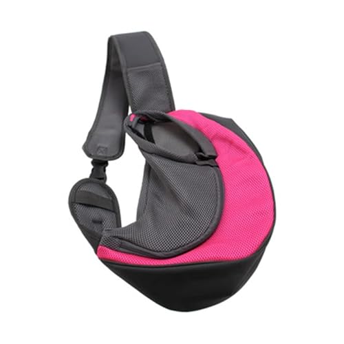 Tragetasche Hund,Hundetasche Hund Welpenträger Umhängetasche Outdoor Reise Kleine Hundeträger Beutel Oxford Mesh Atmungsaktiv Comfort Sling Handtasche Haustierenträger (Color : Pink, Size : L) von CYMKYQ