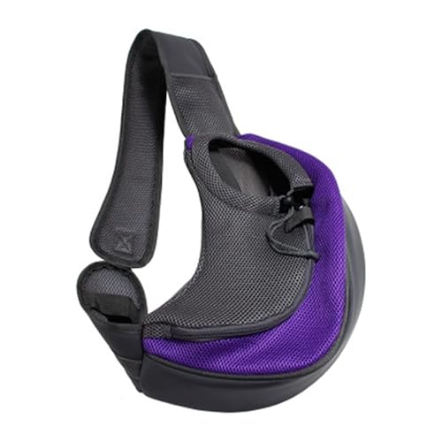 Tragetasche Hund,Hundetasche Hund Welpenträger Umhängetasche Outdoor Reise Kleine Hundeträger Beutel Oxford Mesh Atmungsaktiv Comfort Sling Handtasche Haustierenträger (Color : Purple, Size : L) von CYMKYQ