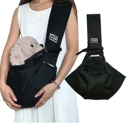 Tragetasche Hund,Hundetasche Outdoor Haustier Tasche Hundetasche Atmungsaktive Katze Träger Reise Handtasche Pouch Einzelner Schulter Träger Kätzchen Front Cover Welpen (Color : Black) von CYMKYQ