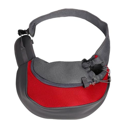 Tragetasche Hund,Hundetasche PET-Welpen-Träger im Freien Reise Handtasche Tasche Mesh Oxford Single Umhängetasche Sling Mesh Comfort Travel Tote Umhängetasche (Color : Red, Size : L) von CYMKYQ