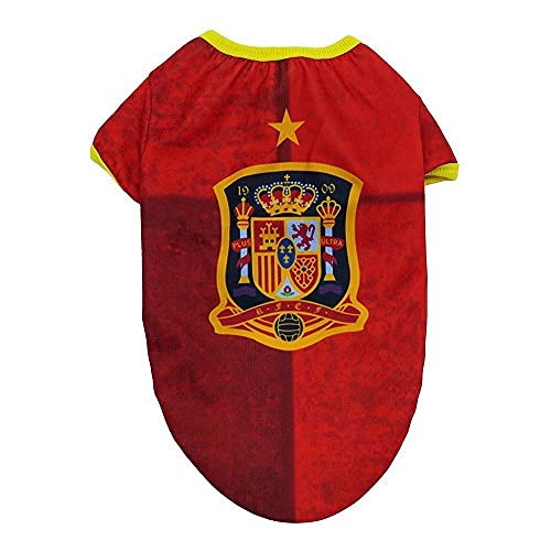 Spanische Auswahl - T-Shirt für Hunde, Kleidung für mittelgroße Hunde, Polyester, bequem und leicht für Haustiere, 5 Größen erhältlich, Größe M, Rot, offizielles Produkt (CyP Brands) von CYPBRANDS