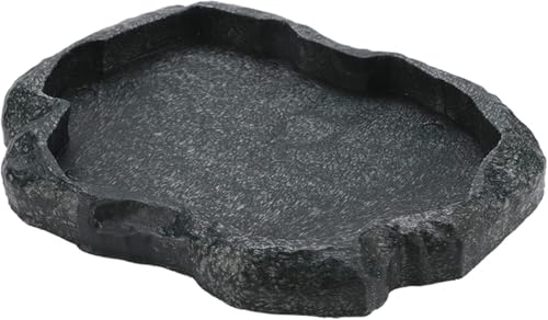 CYTGOUPER Reptilien Wasserschale, Robuste ABS Harz Imitation Rock Wasserschale Schildkröte, 18 * 14 * 2cm Schildkrötenhaus für Haustier Schildkröte Chamäleon Eidechse (Grün M) von CYTGOUPER