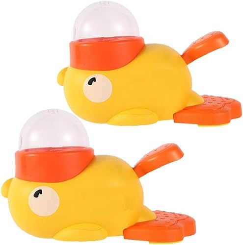 Kleine gelbe Ente, automatischer Futterautomat für Haustiere, interaktives, langsames Futterspielzeug mit Knopf, geeignet für kleine und mittelgroße Hunde, Katzen und Haustiere von CYWBUEAFY