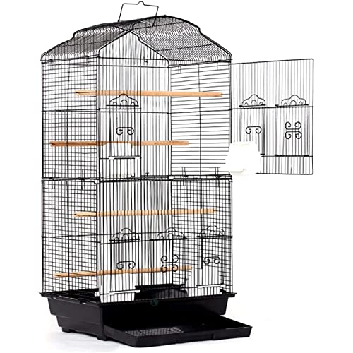 Flight Black Metal Bird Cage, Portable Travel Parrot Ornamental Birdcage, Hang Cage Suitable for Small and Medium Size Birdhouse von CYXUANG