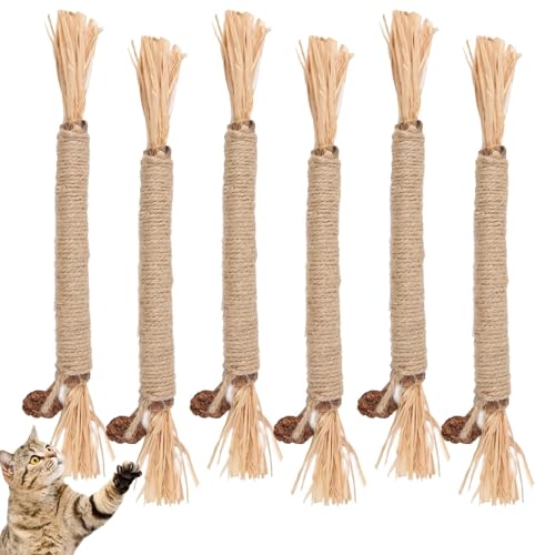 CYXZMYA 6 Stück Katzensticks,Katzenminze Sticks,Kausticks für Katzen,Katzen zahnpflege,Katzenminze Sticks,Knabberstangen Katze,für Katze Zu Spielen,Zahnpflege,Stress abbauen,Kaue von CYXZMYA