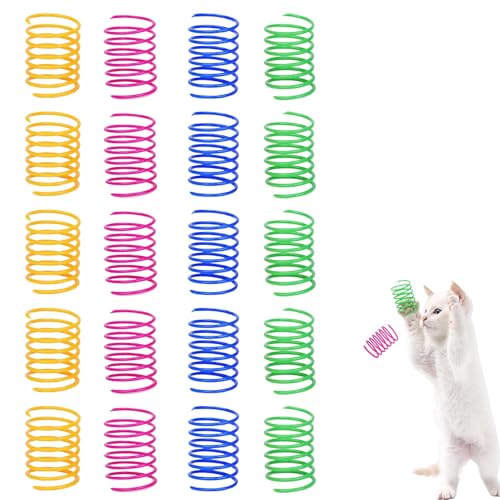 CYXZMYA 20 Stück Katzenspielzeug,Katzenspielzeug Spirale,Spiralen Katzen,Kunststoff Spiralfedern,Farbige Plastikfrühlingsspielzeug,Geeignet für Katzen zum Spielen und Katze Springende Spielzeug. von CYXZMYA