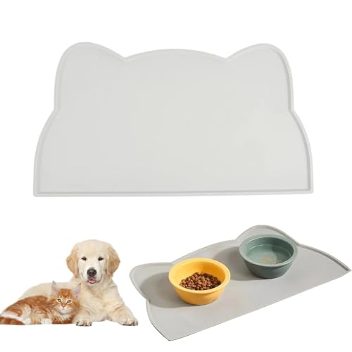 Napfunterlage,Napfunterlage Hund,Futtermatte Katzen,Unterlage Hundenapf,Napfunterlage FüR Kleine Hunde Und Katze,Napfunterlage Silikon Katzen Und Kleine Hunde, FüR Katzennapf Futtermatten (Grau) von CYXZMYA