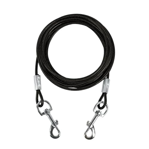 Hundeleine, 6/10 /15/16 /20/25 /30/33 Fuß Hunde Anbindekabel, Hundekabel für Camping, Wandern, Laufen, Parks(Black,3mm*15ft) von CZMYCBG