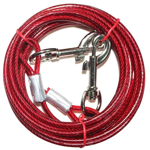 Hundeleine, 6/10 /15/16 /20/25 /30/33 Fuß Hunde Anbindekabel, Hundekabel für Camping, Wandern, Laufen, Parks(Red,3mm*6ft) von CZMYCBG