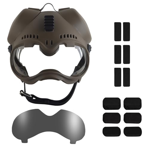 Taktischer Hundehelm mit Schutzbrille, Winddicht Stossfest, für Kleine und Mittelgroße Hunde Welpen, Cooles Design mit Verstellbarem Gurt für Outdoor Aktivitäten Radfahren(Brown) von CZMYCBG