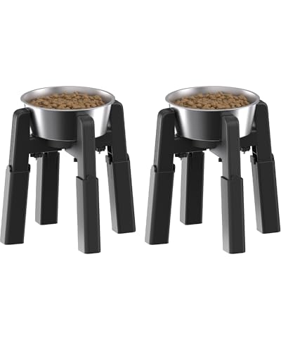 CZPET Hundenapfständer, 1,5 l, großes Fassungsvermögen, erhöhtes Hundefutter/Wasser, Edelstahl-Futterspender, Größe und Höhe verstellbar und rutschfester Ständer für mittelgroße Hunde (2 Stück, mit CZPET Hundenapfständer, 1,5 l, großes Fassungsvermögen, erhöhtes Hundefutter/Wasser, Edelstahl-Futterspender, Größe und Höhe verstellbar und rutschfester Ständer für mittelgroße Hunde (2 Stück, mit von CZPET