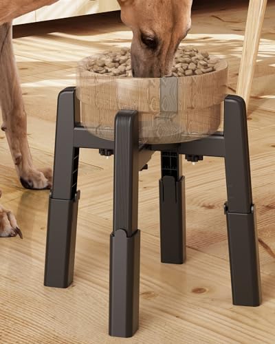 CZPET Hundenapfständer mit einstellbarer Höhe und Breite, erhöhter Haustier-Wasser- & Futternapf für kleine, mittelgroße und große Haustiere, stabil und rutschfest von CZPET