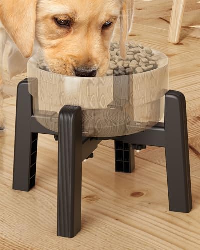 CZPET Hundenapfständer mit verstellbarer Breite, erhöhter Wasser- und Futternapf für kleine, mittelgroße und große Haustiere, stabil und rutschfest von CZPET