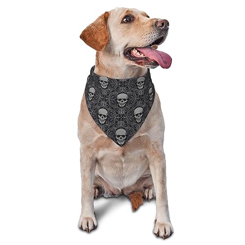 Dreieckige leichte atmungsaktive Hundehalstücher, Muster ernsthafter Totenkopf-Hundehalstücher für große, mittelgroße und kleine Hunde und Katzen von CZZYH