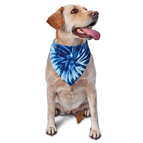 Dreieckige leichte Hundehalstücher, blau-weiß, Batikfärbung, Hundehalstücher und Katzen von CZZYH