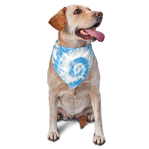 Dreieckige leichte Hundehalstücher, blau-weiß, Batikfärbung, Hundehalstücher und Katzen von CZZYH