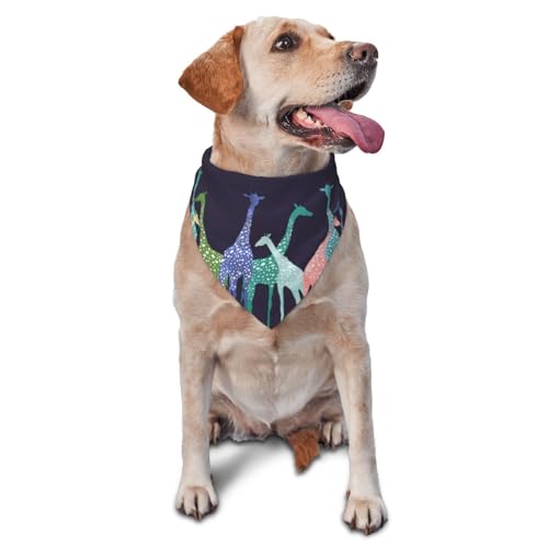 Dreieckige leichte atmungsaktive Hundehalstücher, buntes Cartoon-Giraffen-Hundehalstuch für große, mittelgroße und kleine Hunde und Katzen von CZZYH