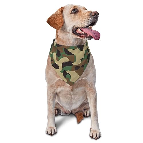 Dreieckige leichte atmungsaktive Hundehalstücher, klassisches grünes Camouflage-Hundehalstuch für große, mittelgroße und kleine Hunde und Katzen von CZZYH