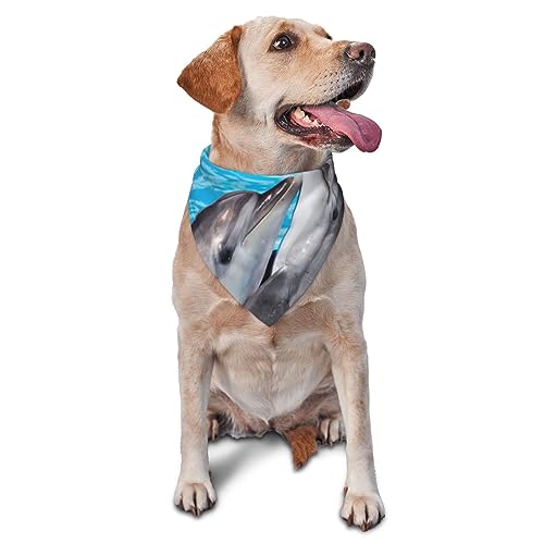 Dreieckige leichte atmungsaktive Hundehalstücher, wasserspielende Delfin-Hundehalstücher für große, mittelgroße und kleine Hunde und Katzen von CZZYH