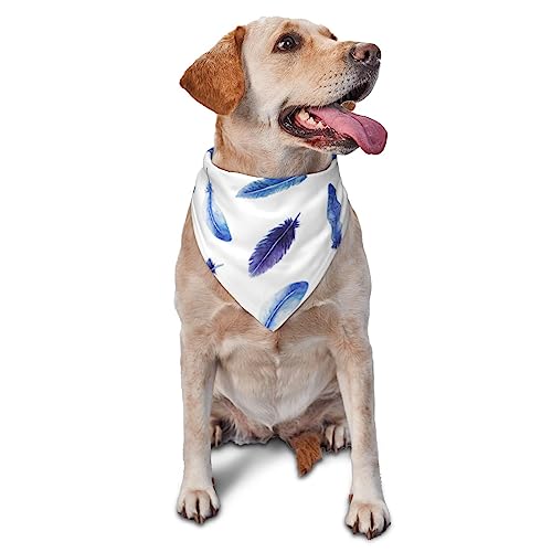 Dreieckige leichte atmungsaktive Hundehalstücher mit blauen leichten Federn, Hundehalstücher für große, mittelgroße und kleine Hunde und Katzen von CZZYH