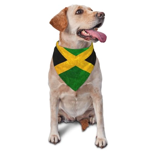 Dreieckiges Hundehalstuch, leicht, atmungsaktiv, Jamaikanische Flagge, für große, mittelgroße und kleine Hunde und Katzen von CZZYH