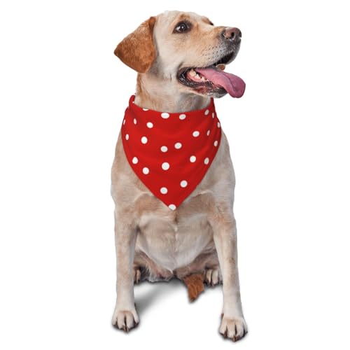 Dreieckiges Hundehalstuch, leicht, atmungsaktiv, Rot / Weiß, runde Punkte, Hundehalstücher für große, mittelgroße und kleine Hunde und Katzen von CZZYH
