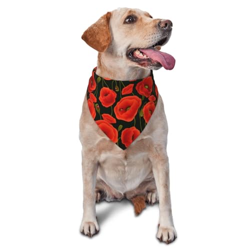 Dreieckiges Hundehalstuch, leicht, atmungsaktiv, rote Cartoon-Marienkäfer-Blume, Hundehalstücher für große, mittelgroße und kleine Hunde und Katzen von CZZYH