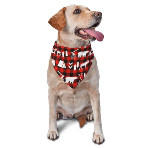 Dreieckiges leichtes atmungsaktives Hundehalstuch, Motiv: Camp Bear Deer Dog Bandanas für große, mittelgroße und kleine Hunde und Katzen von CZZYH