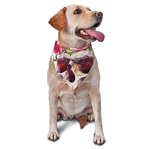 Dreieckiges leichtes Hundehalstuch, Rosen-bedeckter Totenkopf-Hundehalstuch, und Katzen von CZZYH
