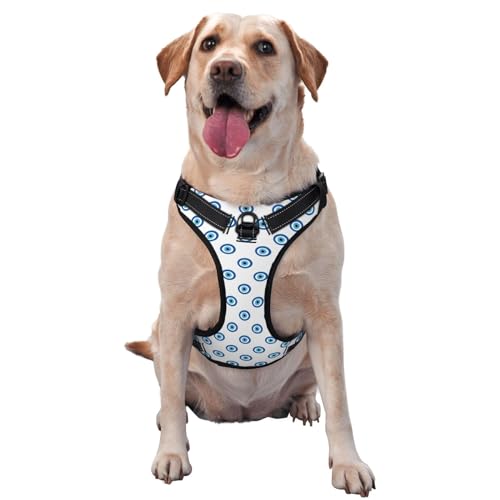 Hundegeschirr mit Leine, atmungsaktiv und verstellbar, mit Cartoon-Augen, für große, mittelgroße und kleine Hunde, Blau von CZZYH