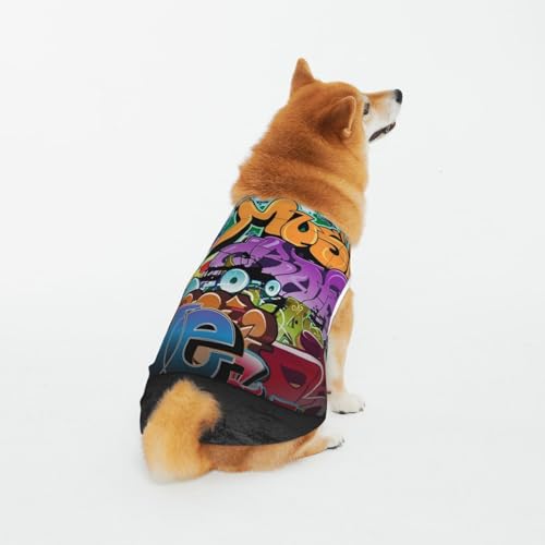 Weiche, atmungsaktive Baumwollkleidung für Haustiere, bunt, Graffiti, Hunde- und Katzenbekleidung für große und mittelgroße und kleine Hunde von CZZYH
