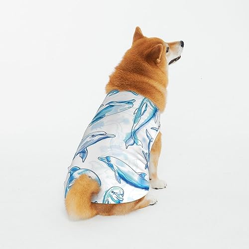 Weiche atmungsaktive Baumwolle Haustier Kleidung, Aquarell Nette Delphin Hund & Katze Kleidung für große, mittel, klein von CZZYH