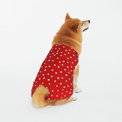Weiche atmungsaktive Baumwolle Haustier Kleidung, Rot Weiß Runde Punkte Hund & Katze Kleidung für Groß, Mittel, Klein von CZZYH