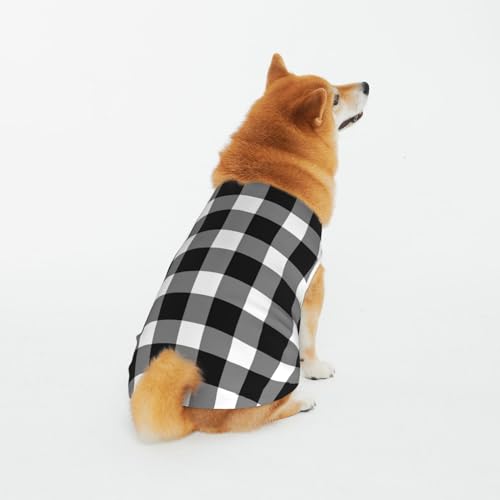 Weiche atmungsaktive Baumwolle Haustier Kleidung, weiß grau kariert Hund & Katze Kleidung für große, mittel, klein von CZZYH
