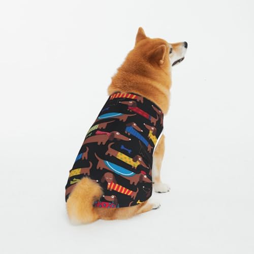 Weiche atmungsaktive Baumwollkleidung für Haustiere, Cartoon-Dackel, Hunde- und Katzenkleidung für große und mittelgroße und kleine Hunde von CZZYH