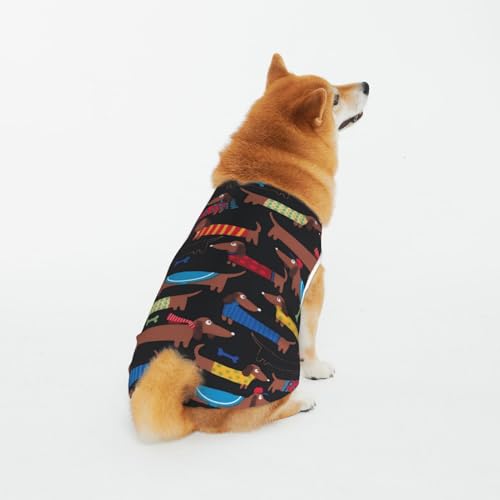 Weiche atmungsaktive Baumwollkleidung für Haustiere, Cartoon-Dackel, Hunde- und Katzenkleidung für große und mittelgroße und kleine Hunde von CZZYH