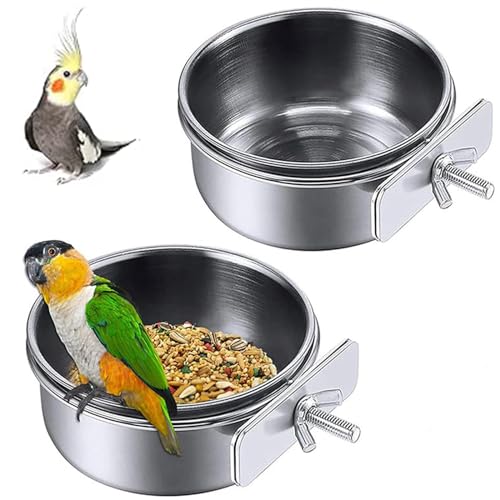 2 Stücke Futternapf Vogel Fütterung,Wellensittich Futternapf Kaninchen,Wassertränke Hängenden Futterspender,Wellensittich Näpfe Edelstahl,Für Katzen Kaninchen Vogel Wellensittich Hamster Hunde(12 Cm). von CZlinOduMMX
