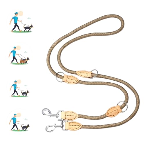 Verstellbare Hundeleine Doppelleine 1cm x 2.1m Nylon Hundeleine mit Gepolstertem Multifunktional Hundeleine mit 2 Karabiner Hunde Haustier Hund Führen Leine Kette für Große und Mittelgroße Hunde - Be Verstellbare Hundeleine Doppelleine 1cm x 2.1m Nylon Hundeleine mit Gepolstertem Multifunktional Hundeleine mit 2 Karabiner Hunde Haustier Hund Führen Leine Kette für Große und Mittelgroße Hunde - Be von CZlinOduMMX