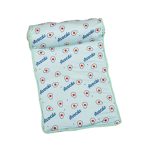 CaCaCook Ice Seide Haustierkühlmatte mit Kissen Atmungsaktiv und Nicht Rutschernd Cute Muster Druck für Katzen und Hunde Maschine Waschbar (Kleine Größe (29,9 x 15 x 6,7 Zoll)) von CaCaCook