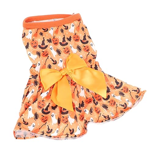 Halloween-Kostüm für Hunde, niedlicher Druck, einteilig, Halloween-Hundekleidung, Outfit mit Schleife, kleine Hunde, Katzen, Welpen Halloween-Kostüm für Hunde, niedlicher Druck, einteilig, Halloween-Hundekleidung, Outfit mit Schleife, kleine Hunde, Katzen, Welpen von CaCaCook