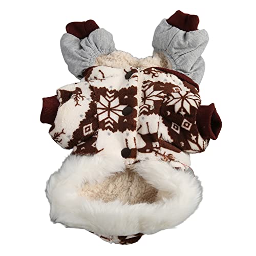 Kleidung für Kleine Hunde und Katzen für Jungen und Mädchen, Weicher Samt mit Rentiermuster, Weihnachtlicher Hunde-Kapuzenmantel, Dicke Schneeflocke, Elch, Hunde-Winterjacke für Kleidung für Kleine Hunde und Katzen für Jungen und Mädchen, Weicher Samt mit Rentiermuster, Weihnachtlicher Hunde-Kapuzenmantel, Dicke Schneeflocke, Elch, Hunde-Winterjacke für von CaCaCook