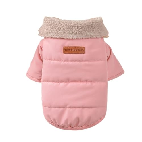 Hundepullover Dicke warme Haustier-Hundekleidung, Pelzkragen, Winter-Hundemantel, Jacke, Kleidung for kleine, mittelgroße Hunde(Pink,L) von CaFfen
