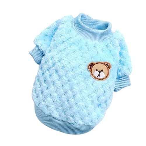 Hundepullover Haustier Hund Kleidung Winter Warme Hoodies Weiche Welpen Pullover Niedlichen Bären Druck Katze Sweatshirt Mode(Sky Blue,XS) von CaFfen