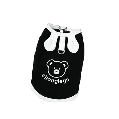 Hundepullover Haustier-Hundekleidung, süßer Bärendruck, Sommer, schwarz-weißes Welpen-T-Shirt, Hundekleidung(Noir,XL) von CaFfen